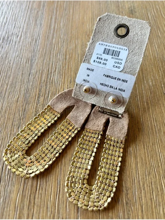 NEW Anthropologie gold beaded statement earrings - Picture 3 of 4